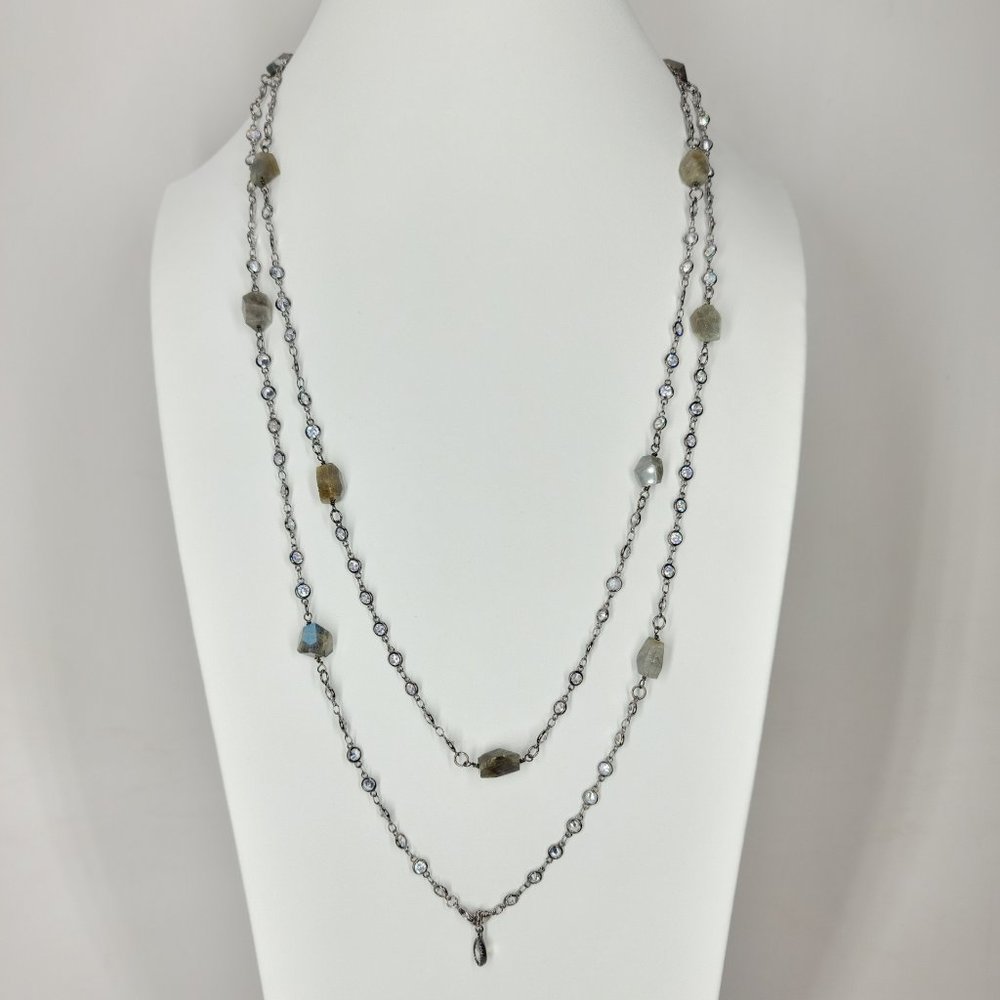 NEW CZ Diamond by the Yard Labradorite Necklace - Picture 6 of 14